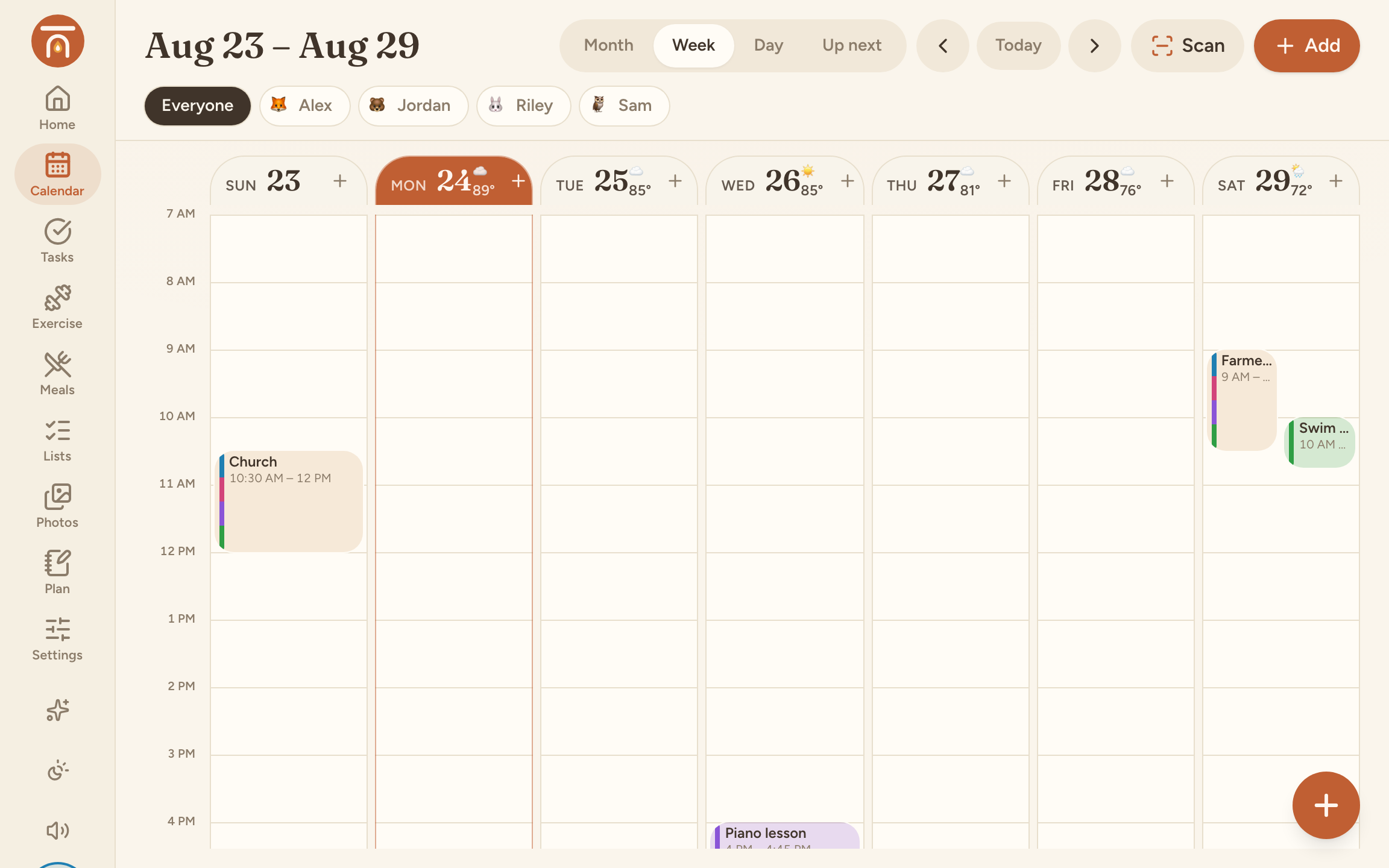 The calendar on a laptop